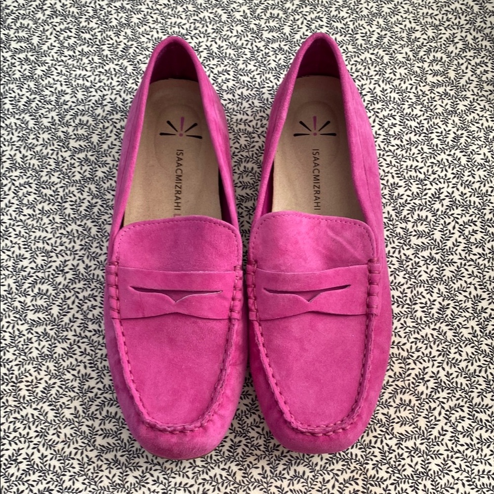 Isaac Mizrahi Pink Flats Suede Loafers